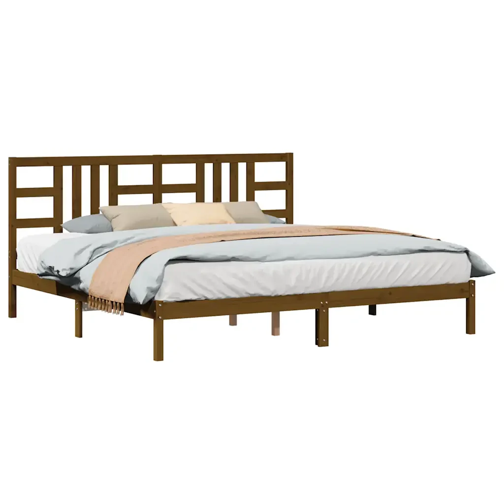 Letto matrimoniale | Letto per adulti | Giroletto senza Materasso Ambra 200x200 Legno Massello - Image 4