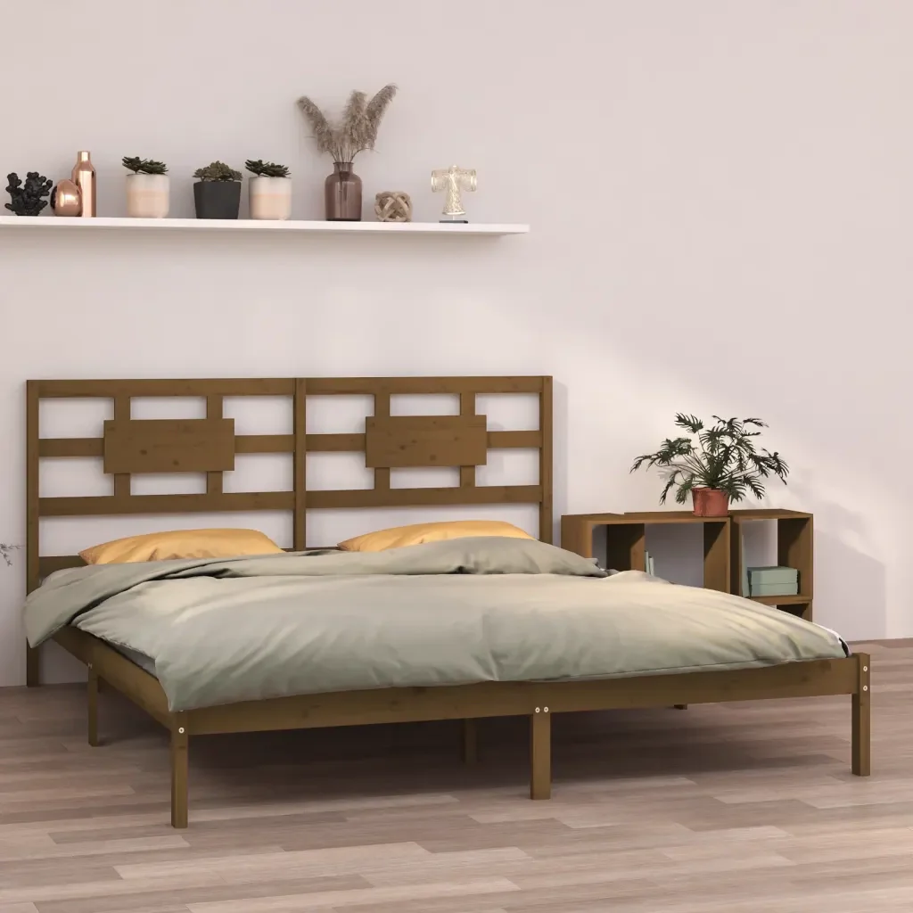 Letto matrimoniale | Letto per adulti | Giroletto senza Materasso Ambra 200x200 Legno Massello - Image 2