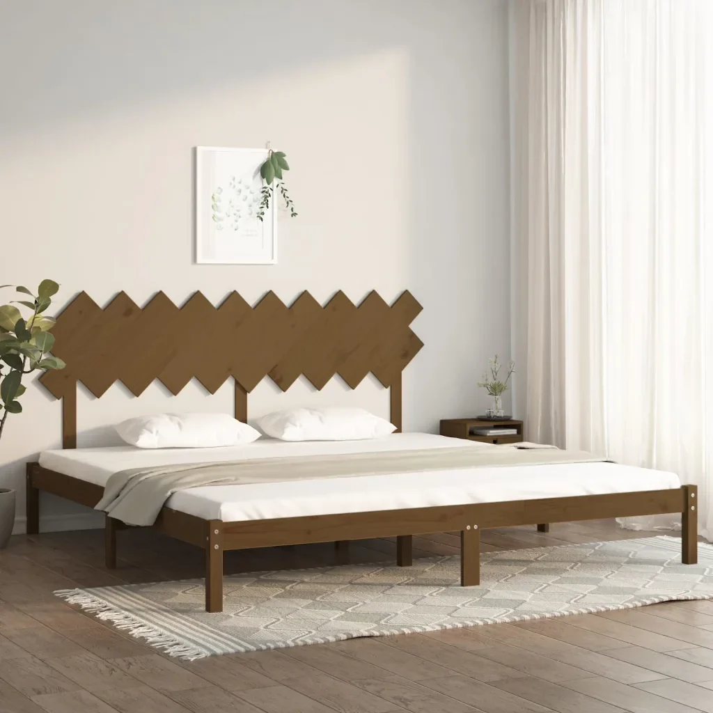 Letto matrimoniale | Letto per adulti | Giroletto senza Materasso Ambra 200x200 Legno Massello - Image 2