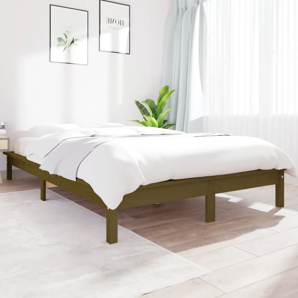 Letto matrimoniale | Letto per adulti | Giroletto senza Materasso Ambra 200x200 Legno Massello - Image 2