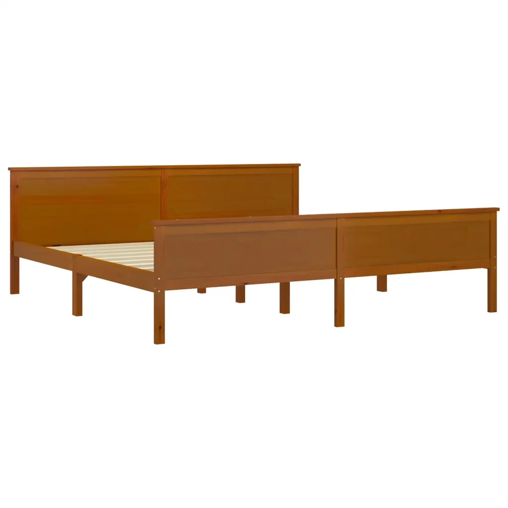 Letto matrimoniale | Letto per adulti | Giroletto senza Materasso Ambra in Legno di Pino 200x200 cm - Image 4