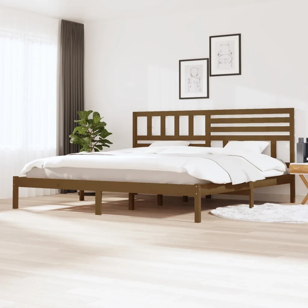 Letto matrimoniale | Letto per adulti | Giroletto senza Materasso Ambra in Legno di Pino 200x200 cm - Image 2
