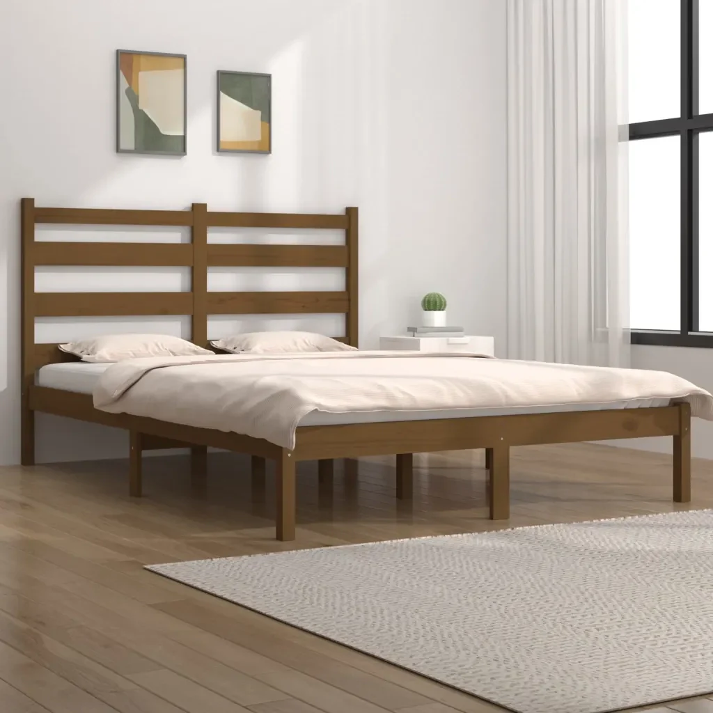 Letto matrimoniale | Letto per adulti | Giroletto senza Materasso Ambra in Legno di Pino 200x200 cm - Image 2