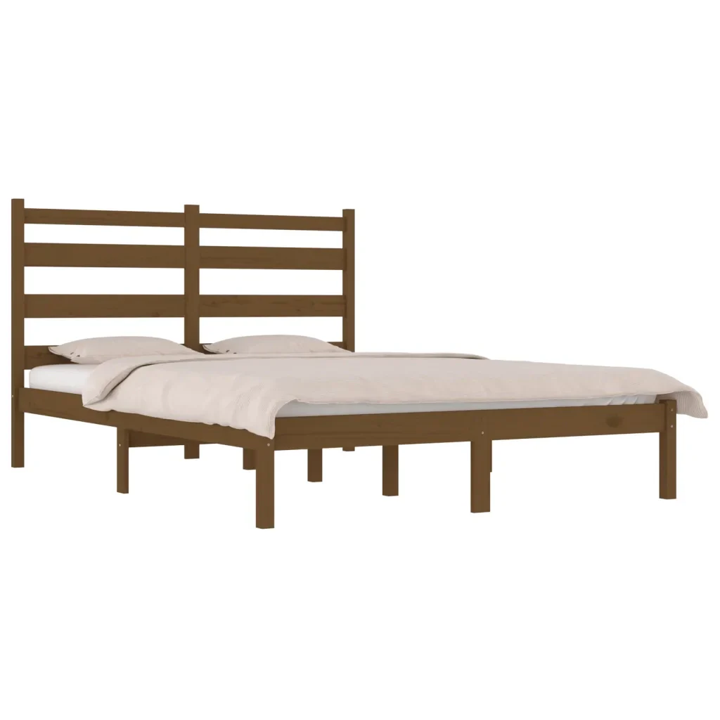 Letto matrimoniale | Letto per adulti | Giroletto senza Materasso Ambra in Legno di Pino 200x200 cm - Image 3