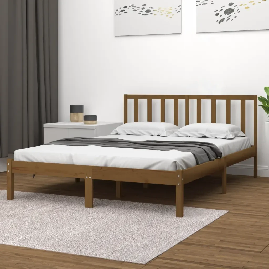Letto matrimoniale | Letto per adulti | Giroletto senza Materasso Ambra in Legno di Pino 200x200 cm - Image 2