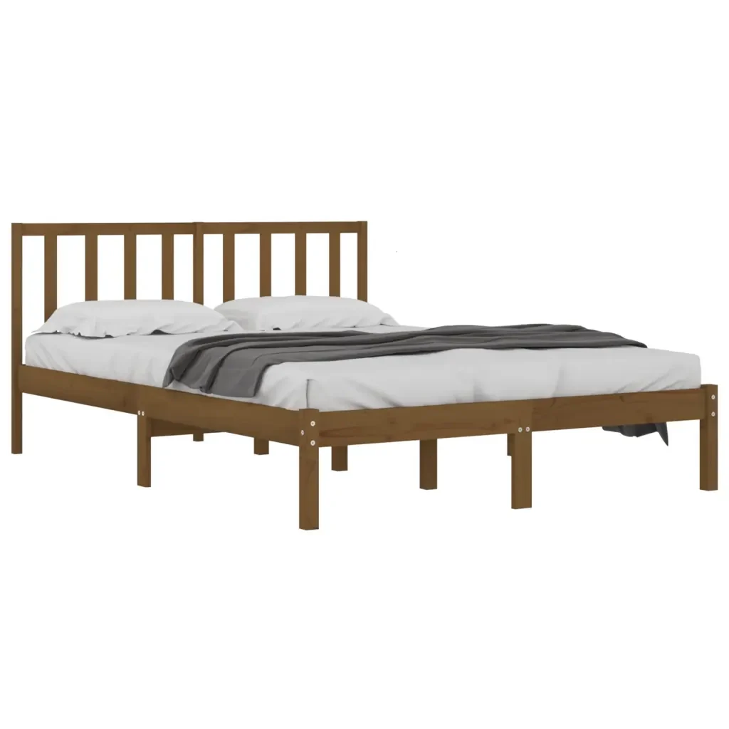 Letto matrimoniale | Letto per adulti | Giroletto senza Materasso Ambra in Legno di Pino 200x200 cm - Image 3