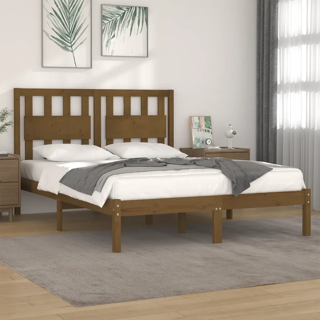 Letto matrimoniale | Letto per adulti | Giroletto senza Materasso Ambra in Legno Massello 200x200 cm - Image 2