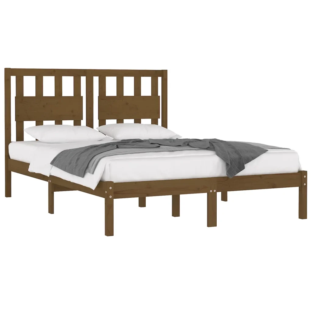 Letto matrimoniale | Letto per adulti | Giroletto senza Materasso Ambra in Legno Massello 200x200 cm - Image 3