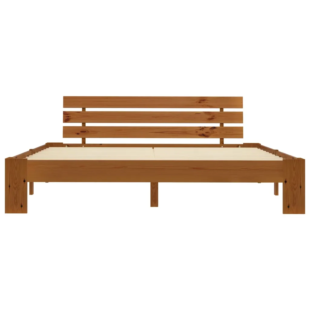 Letto matrimoniale | Letto per adulti | Giroletto senza Materasso Ambrato 180x200 cm in Legno di Pino - Image 4