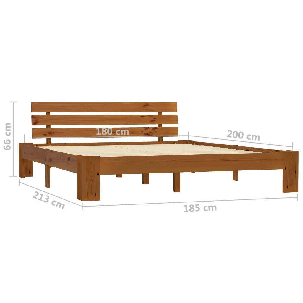 Letto matrimoniale | Letto per adulti | Giroletto senza Materasso Ambrato 180x200 cm in Legno di Pino - Image 7