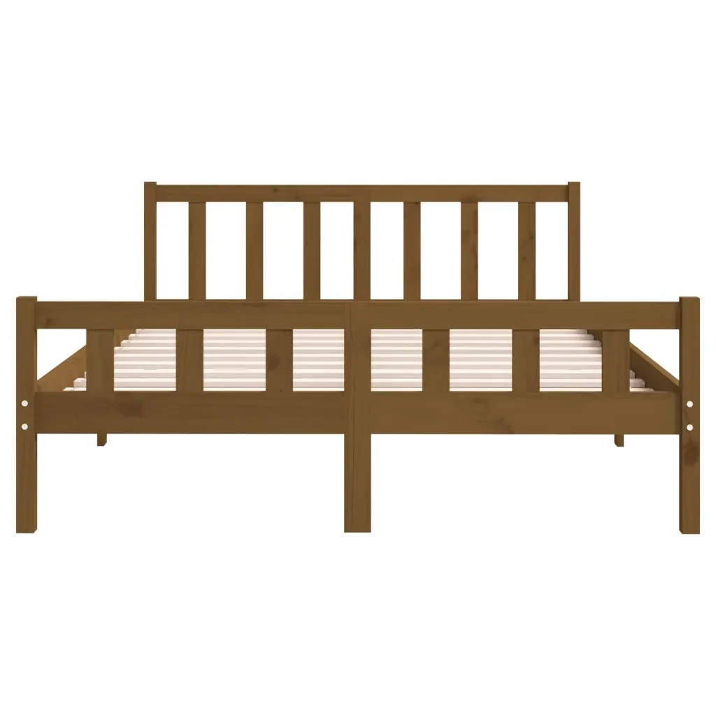 Letto matrimoniale | Letto per adulti | Giroletto senza Materasso Ambrato in Legno di Pino 120x200 cm - Image 5