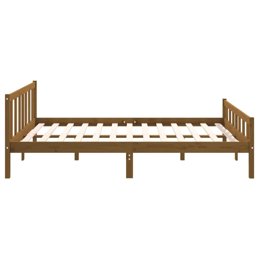 Letto matrimoniale | Letto per adulti | Giroletto senza Materasso Ambrato in Legno di Pino 120x200 cm - Image 6