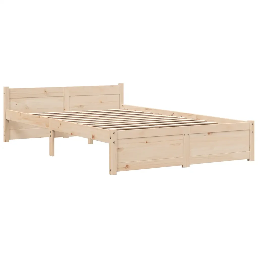 Letto matrimoniale | Letto per adulti | Giroletto senza Materasso Ambrato in Legno Massello 120x200 cm - Image 3