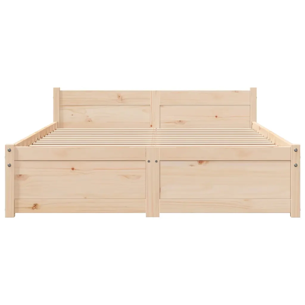 Letto matrimoniale | Letto per adulti | Giroletto senza Materasso Ambrato in Legno Massello 120x200 cm - Image 4