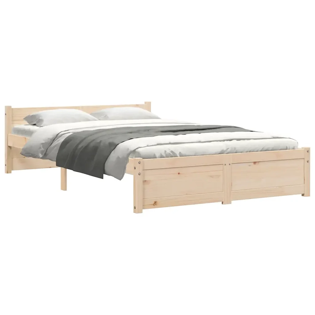 Letto matrimoniale | Letto per adulti | Giroletto senza Materasso Ambrato in Legno Massello 120x200 cm - Image 7