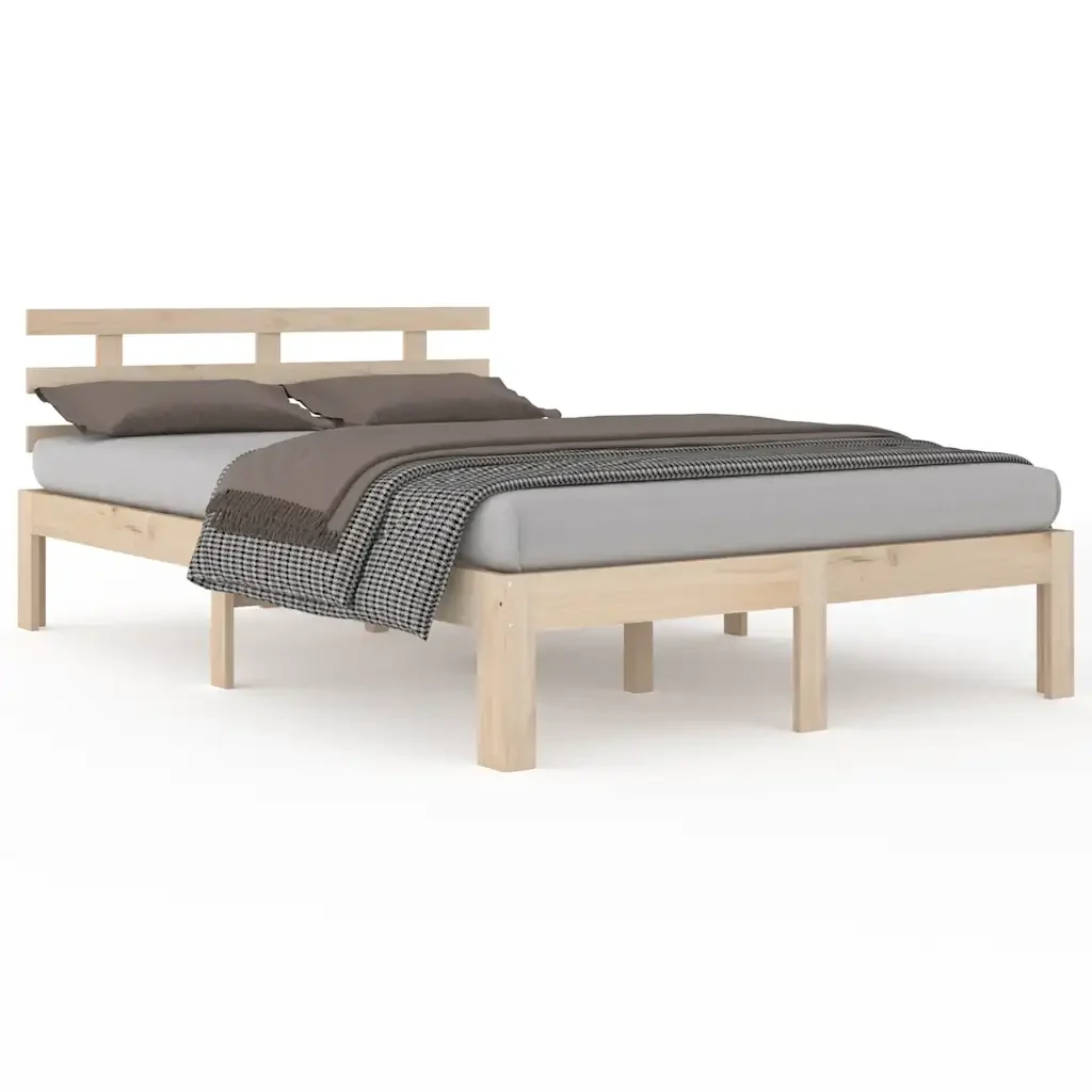 Letto matrimoniale | Letto per adulti | Giroletto senza Materasso Ambrato in Legno Massello 120x200 cm