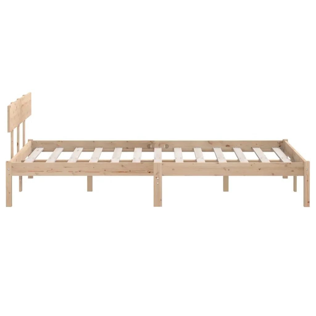 Letto matrimoniale | Letto per adulti | Giroletto senza Materasso Ambrato in Legno Massello 140x200 cm - Image 5