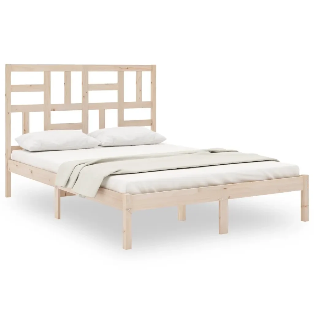 Letto matrimoniale | Letto per adulti | Giroletto senza Materasso Ambrato in Legno Massello 140x200 cm