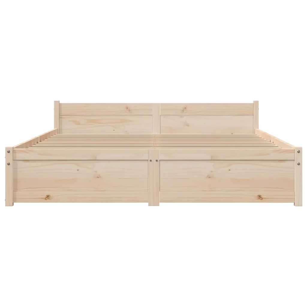 Letto matrimoniale | Letto per adulti | Giroletto senza Materasso Ambrato in Legno Massello 140x200 cm - Image 4