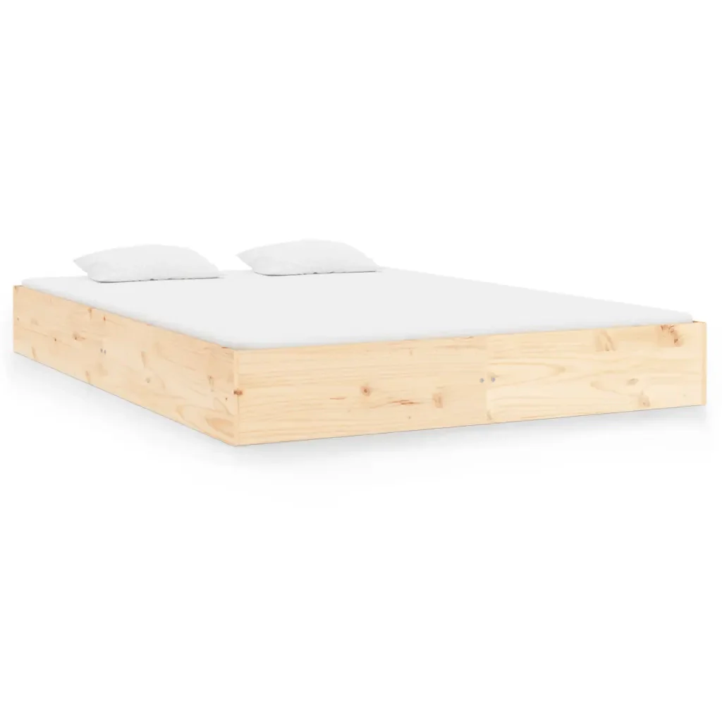Letto matrimoniale | Letto per adulti | Giroletto senza Materasso Ambrato in Legno Massello 140x200 cm
