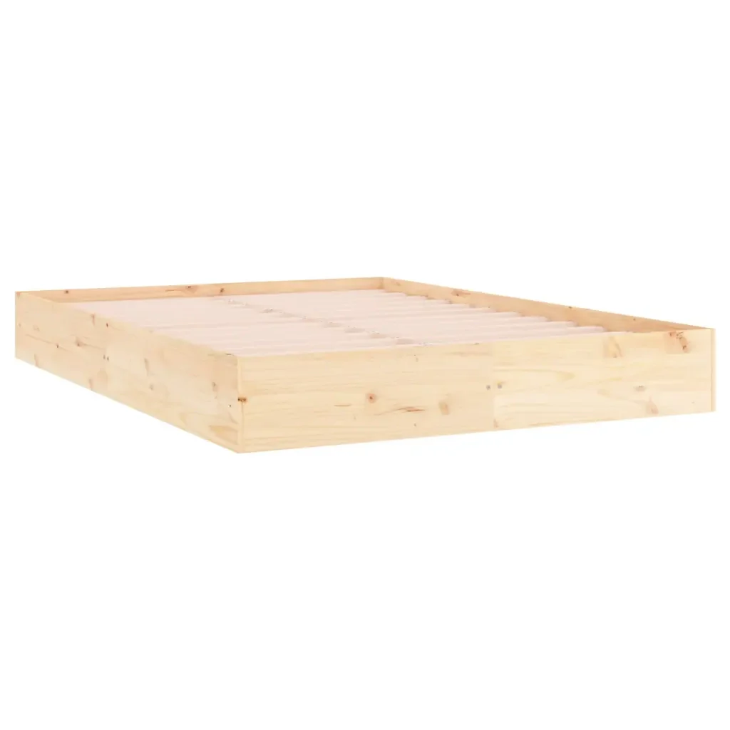 Letto matrimoniale | Letto per adulti | Giroletto senza Materasso Ambrato in Legno Massello 140x200 cm - Image 3