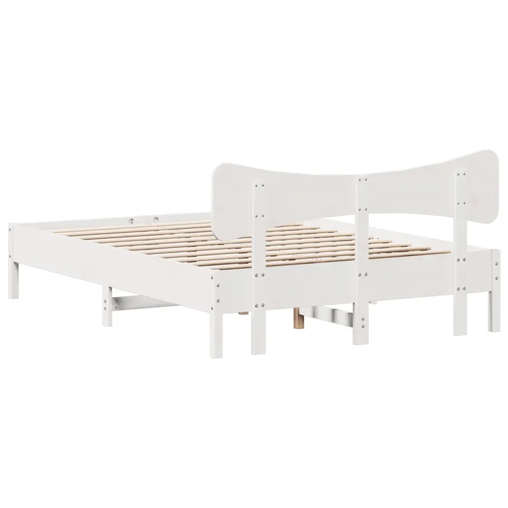 Letto matrimoniale | Letto per adulti | Giroletto senza Materasso Bianco 120x190 cm Legno Massello Pino - Image 8