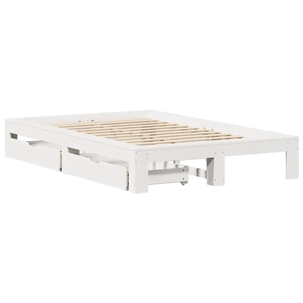 Letto matrimoniale | Letto per adulti | Giroletto senza Materasso Bianco 120x190 cm Legno Massello Pino - Image 4