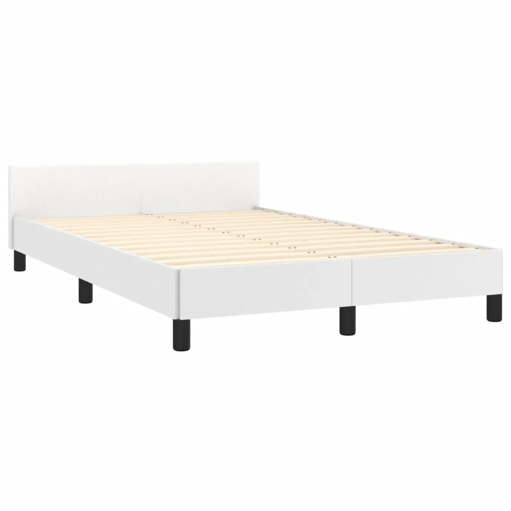 Letto matrimoniale | Letto per adulti | Giroletto senza Materasso Bianco 120x190 cm Similpelle - Image 3