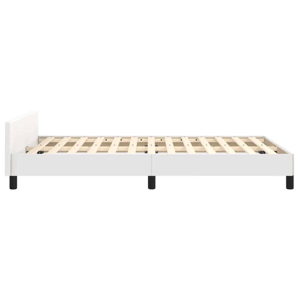 Letto matrimoniale | Letto per adulti | Giroletto senza Materasso Bianco 120x190 cm Similpelle - Image 6