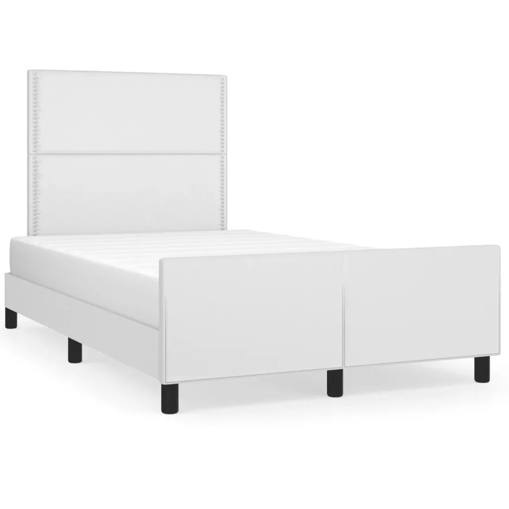 Letto matrimoniale | Letto per adulti | Giroletto senza Materasso Bianco 120x190 cm Similpelle