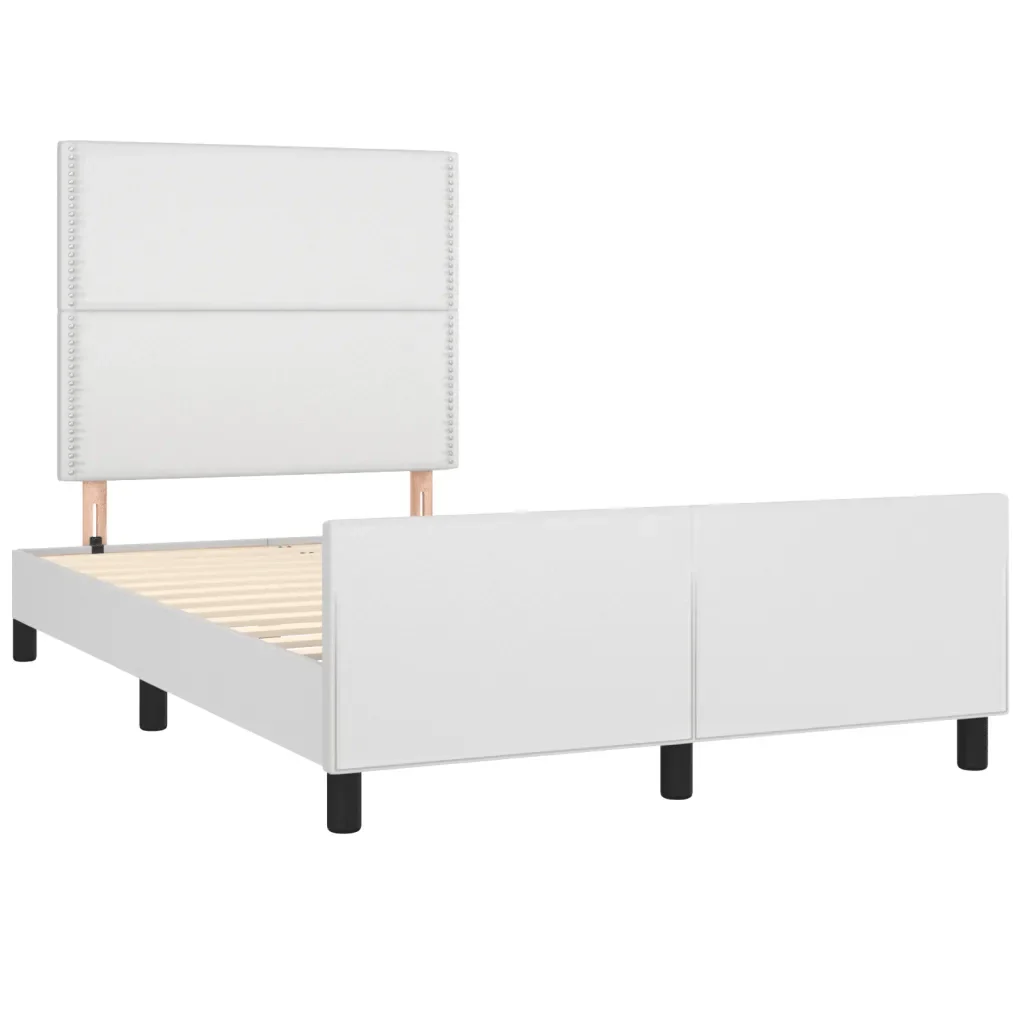 Letto matrimoniale | Letto per adulti | Giroletto senza Materasso Bianco 120x190 cm Similpelle - Image 4