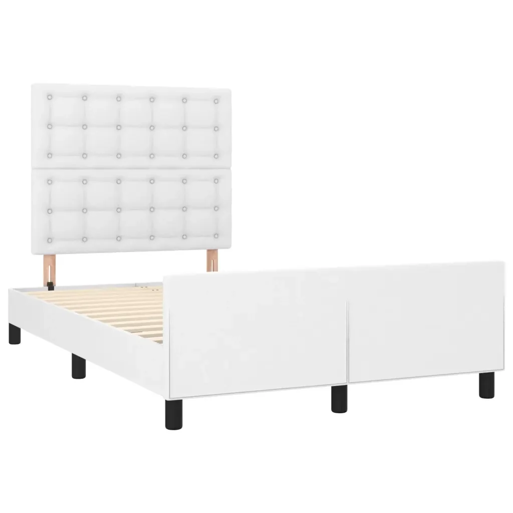 Letto matrimoniale | Letto per adulti | Giroletto senza Materasso Bianco 120x190 cm Similpelle - Image 3