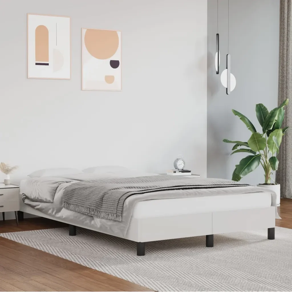 Letto matrimoniale | Letto per adulti | Giroletto senza Materasso Bianco 120x190 cm Similpelle - Image 2