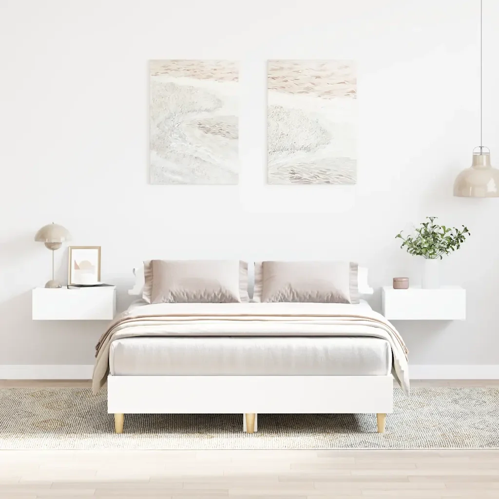 Letto matrimoniale | Letto per adulti | Giroletto senza Materasso Bianco 120x190cm in Legno Multistrato - Image 2