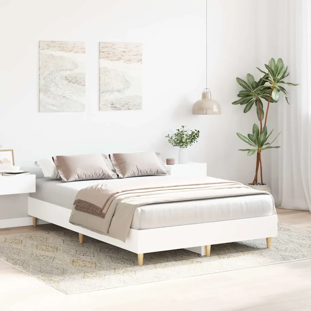 Letto matrimoniale | Letto per adulti | Giroletto senza Materasso Bianco 120x190cm in Legno Multistrato - Image 4