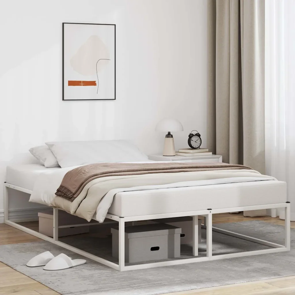 Letto matrimoniale | Letto per adulti | Giroletto senza Materasso Bianco 120x200 cm in Metallo - Image 2