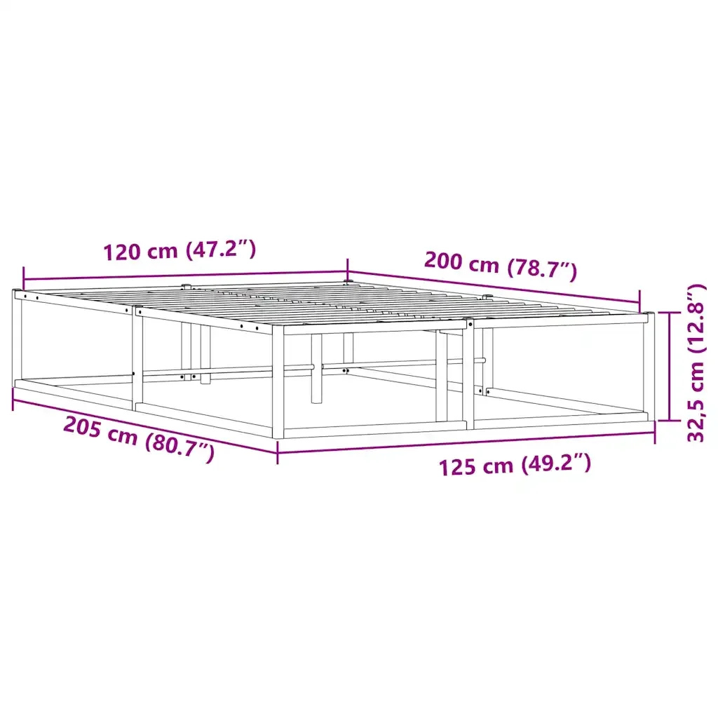 Letto matrimoniale | Letto per adulti | Giroletto senza Materasso Bianco 120x200 cm in Metallo - Image 8