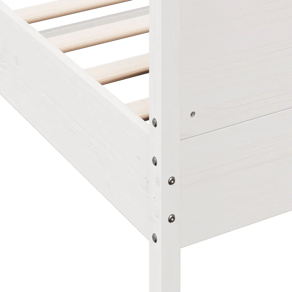 Letto matrimoniale | Letto per adulti | Giroletto senza Materasso Bianco 120x200 cm Legno Massello Pino - Image 7