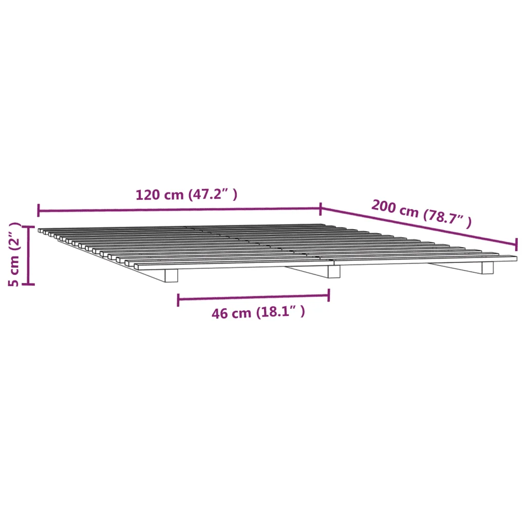 Letto matrimoniale | Letto per adulti | Giroletto senza Materasso Bianco 120x200 cm Legno Massello Pino - Image 8