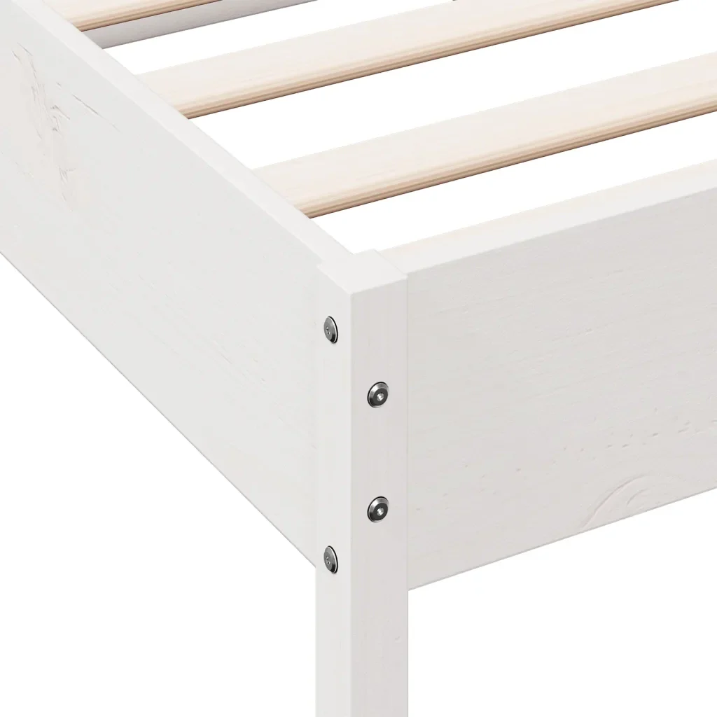 Letto matrimoniale | Letto per adulti | Giroletto senza Materasso Bianco 120x200 cm Legno Massello Pino - Image 9