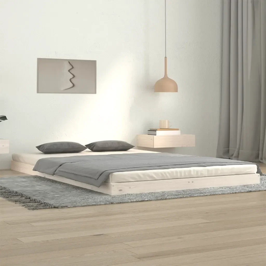 Letto matrimoniale | Letto per adulti | Giroletto senza Materasso Bianco 120x200 cm Legno Massello Pino - Image 2
