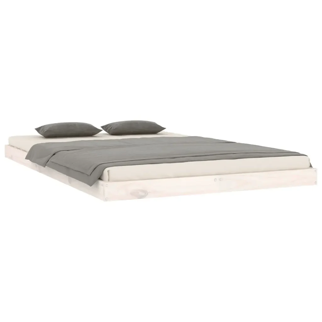 Letto matrimoniale | Letto per adulti | Giroletto senza Materasso Bianco 120x200 cm Legno Massello Pino - Image 4