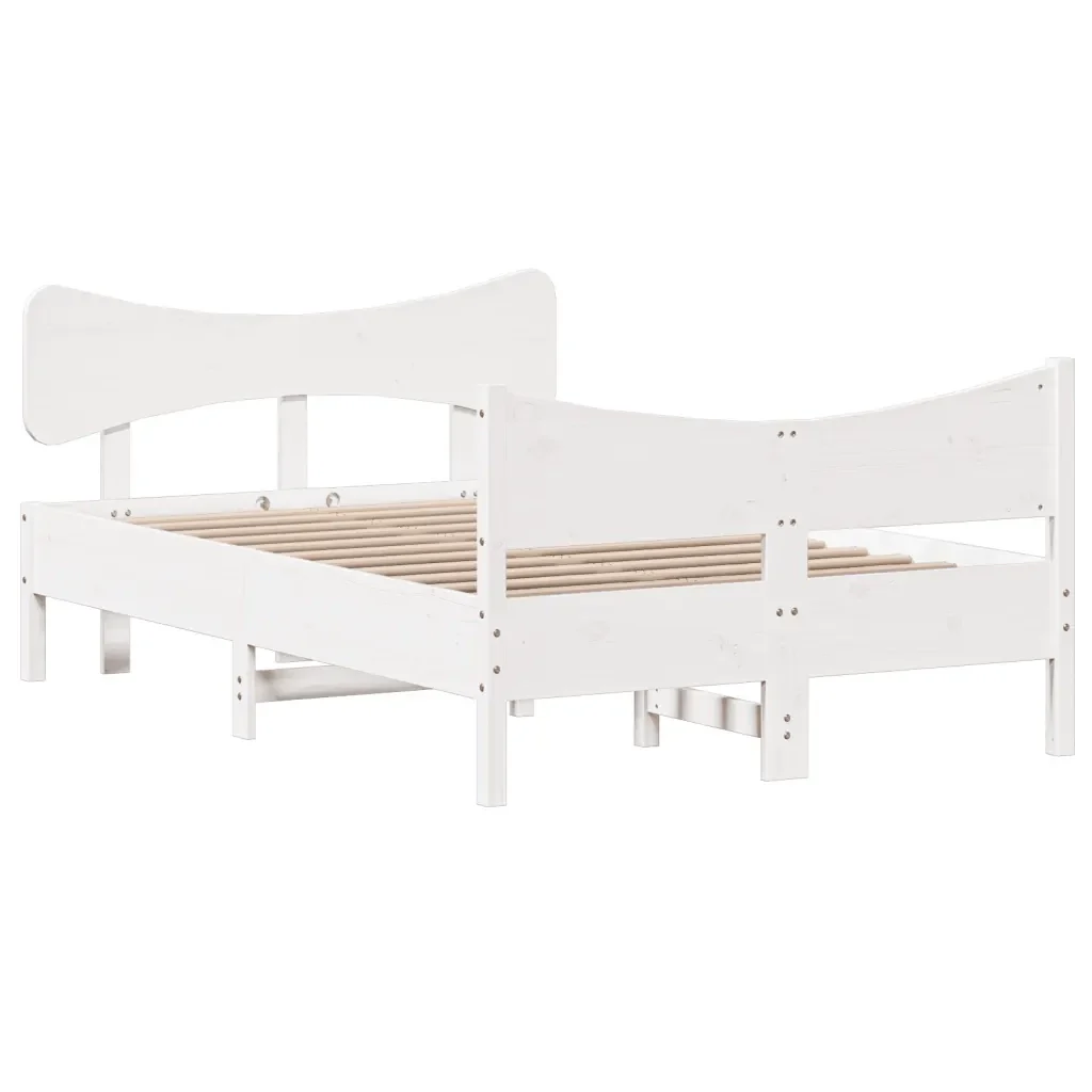 Letto matrimoniale | Letto per adulti | Giroletto senza Materasso Bianco 120x200 cm Legno Massello Pino - Image 4