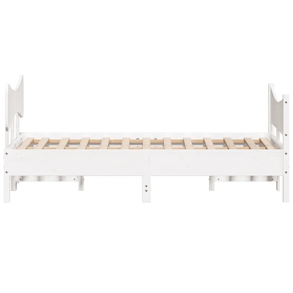 Letto matrimoniale | Letto per adulti | Giroletto senza Materasso Bianco 120x200 cm Legno Massello Pino - Image 5