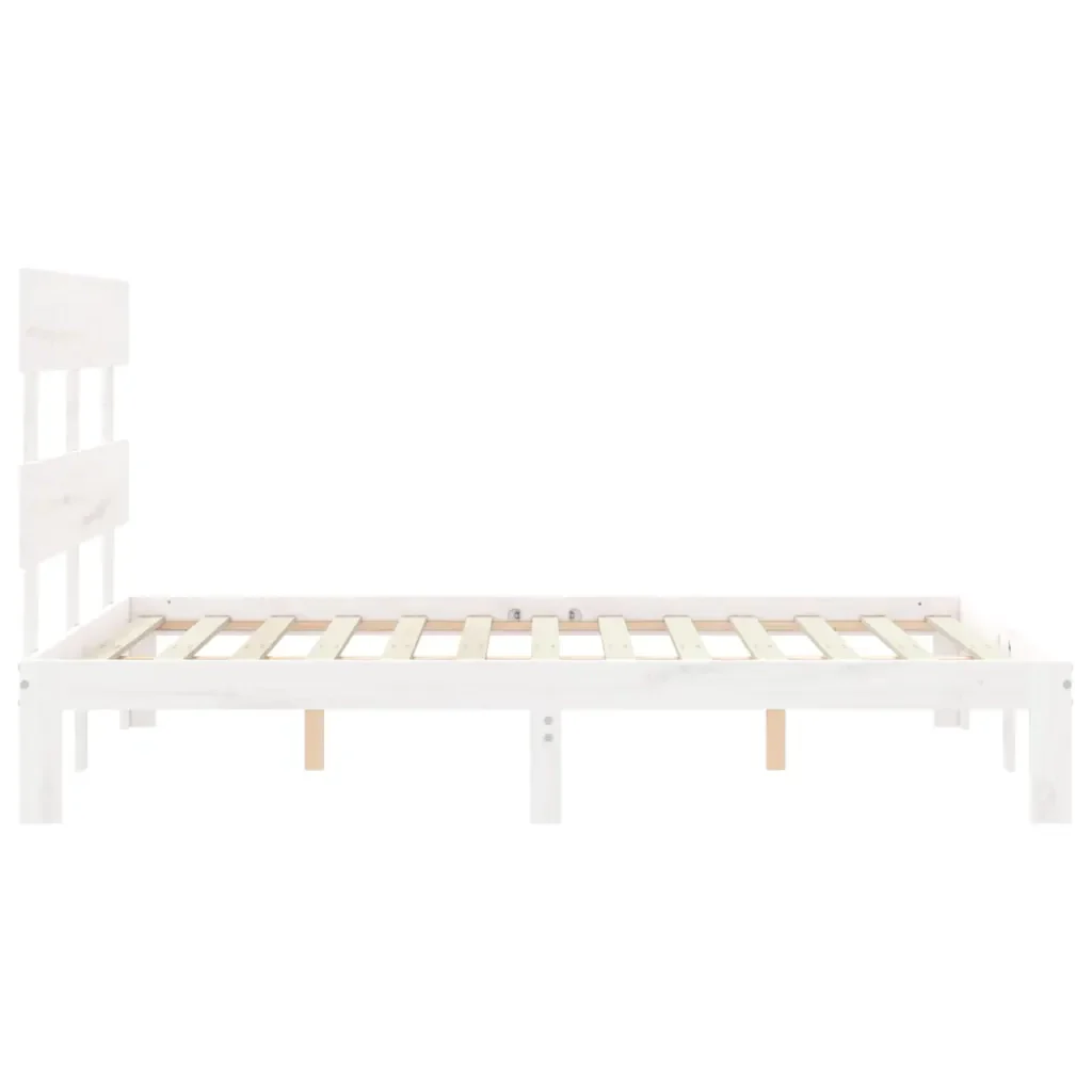 Letto matrimoniale | Letto per adulti | Giroletto senza Materasso Bianco 120x200 cm Legno Massello Pino - Image 7