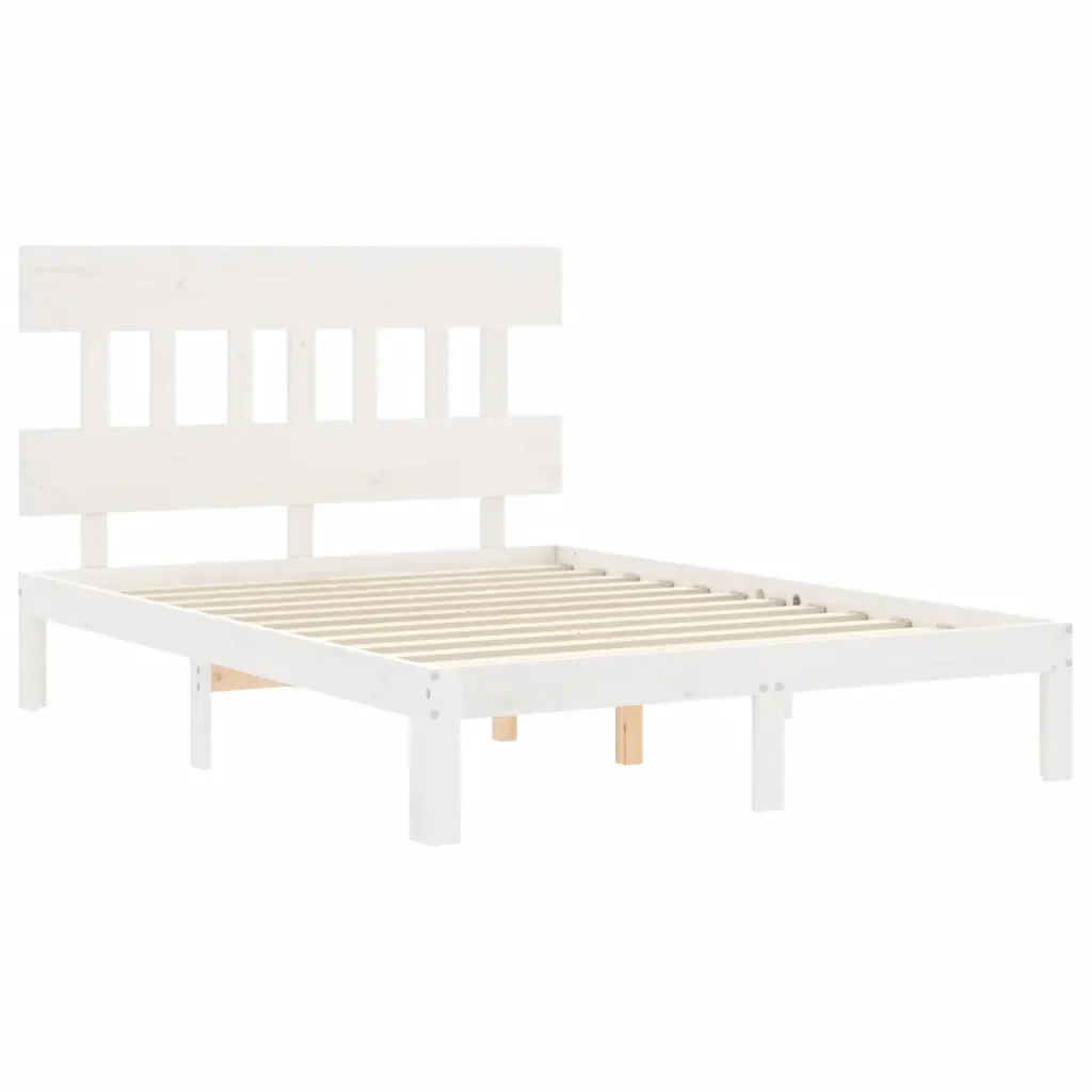 Letto matrimoniale | Letto per adulti | Giroletto senza Materasso Bianco 120x200 cm Legno Massello Pino - Image 5