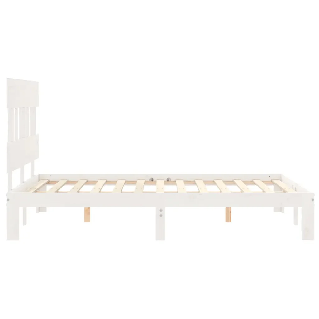 Letto matrimoniale | Letto per adulti | Giroletto senza Materasso Bianco 120x200 cm Legno Massello Pino - Image 7