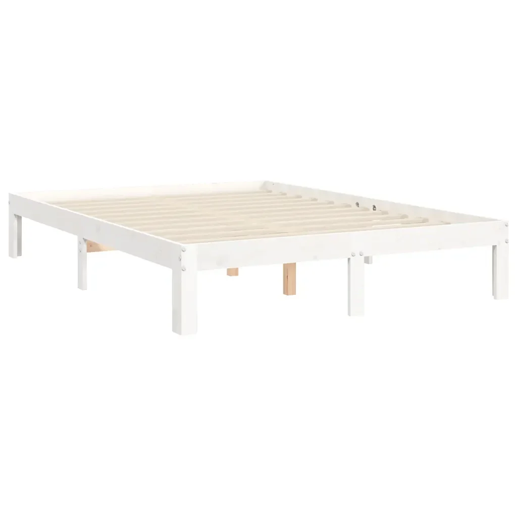Letto matrimoniale | Letto per adulti | Giroletto senza Materasso Bianco 120x200 cm Legno Massello Pino - Image 9