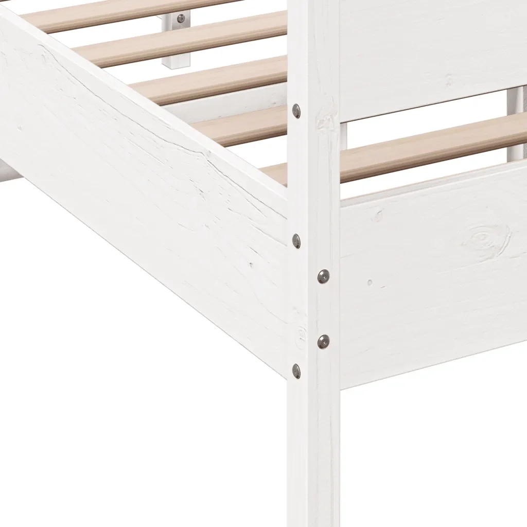 Letto matrimoniale | Letto per adulti | Giroletto senza Materasso Bianco 120x200 cm Legno Massello Pino - Image 7