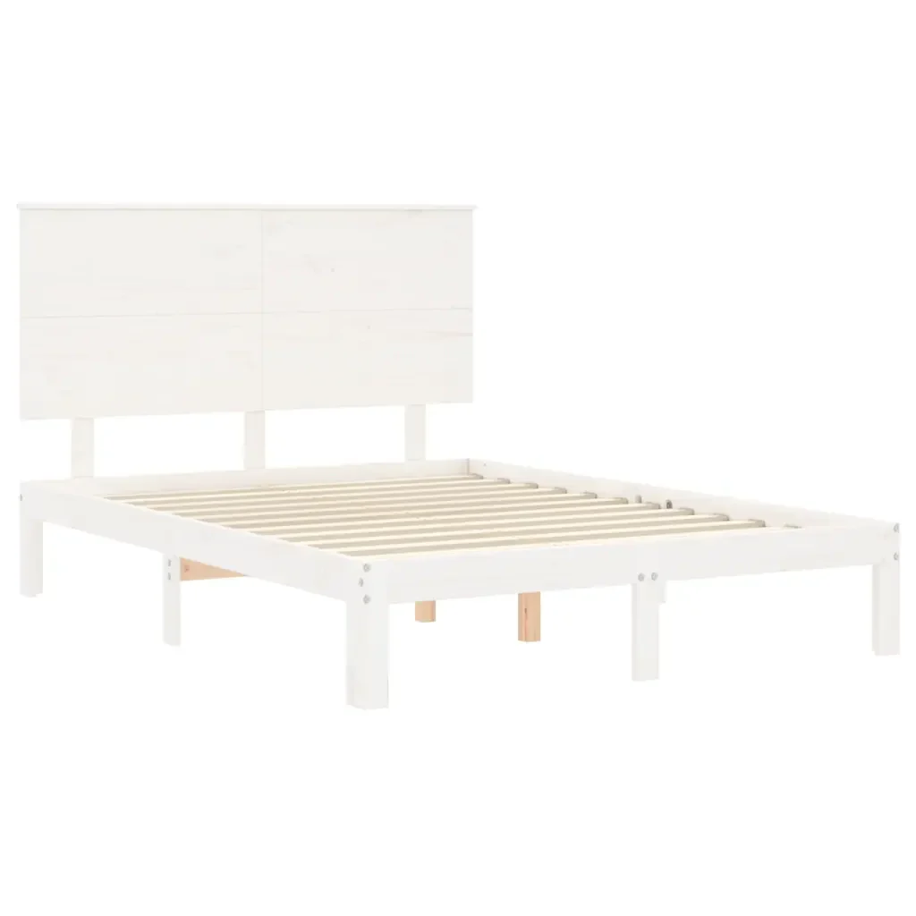 Letto matrimoniale | Letto per adulti | Giroletto senza Materasso Bianco 120x200 cm Legno Massello Pino - Image 5